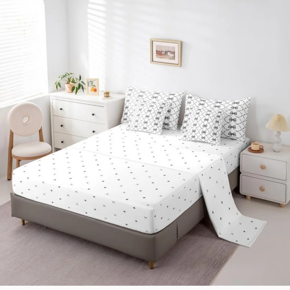 Elegant Gray and White Bedding Set 7 piece Twin set